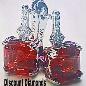 New - Red Diamond Leverback Earrings on 925 Sterling Silver  - Women's Jewelry